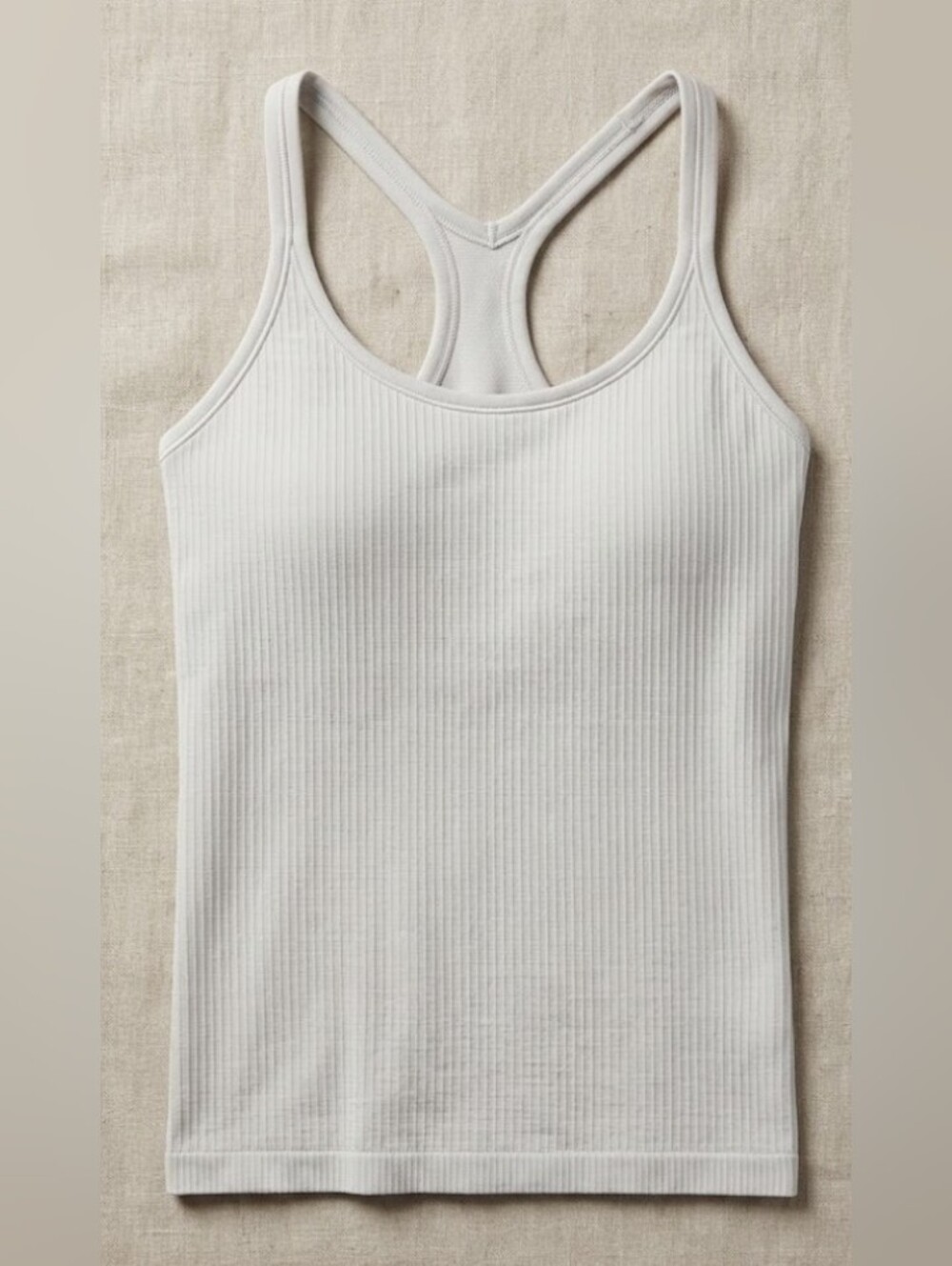 Lululemon Ribbed Scoop Neck Racerback Tank Top Pale Grey (Sz 6) Performance Wear
